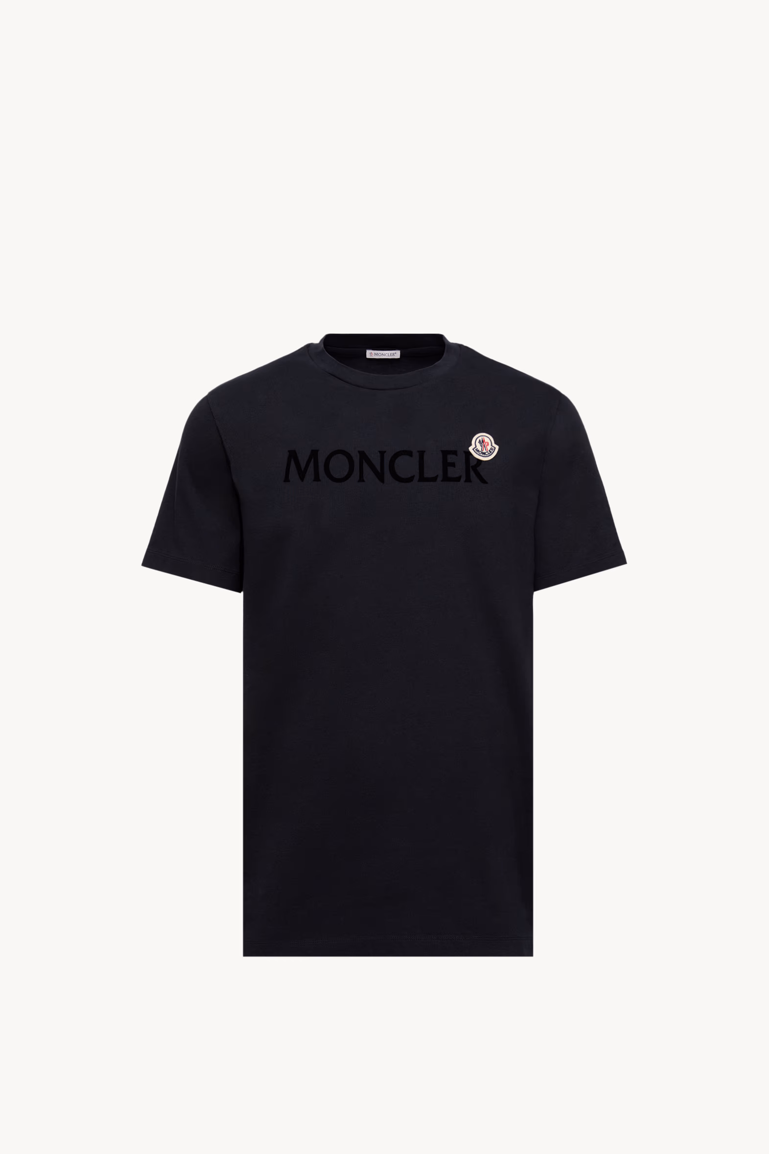 Flocked Logo Cotton T-Shirt Men Night Blue Moncler 2